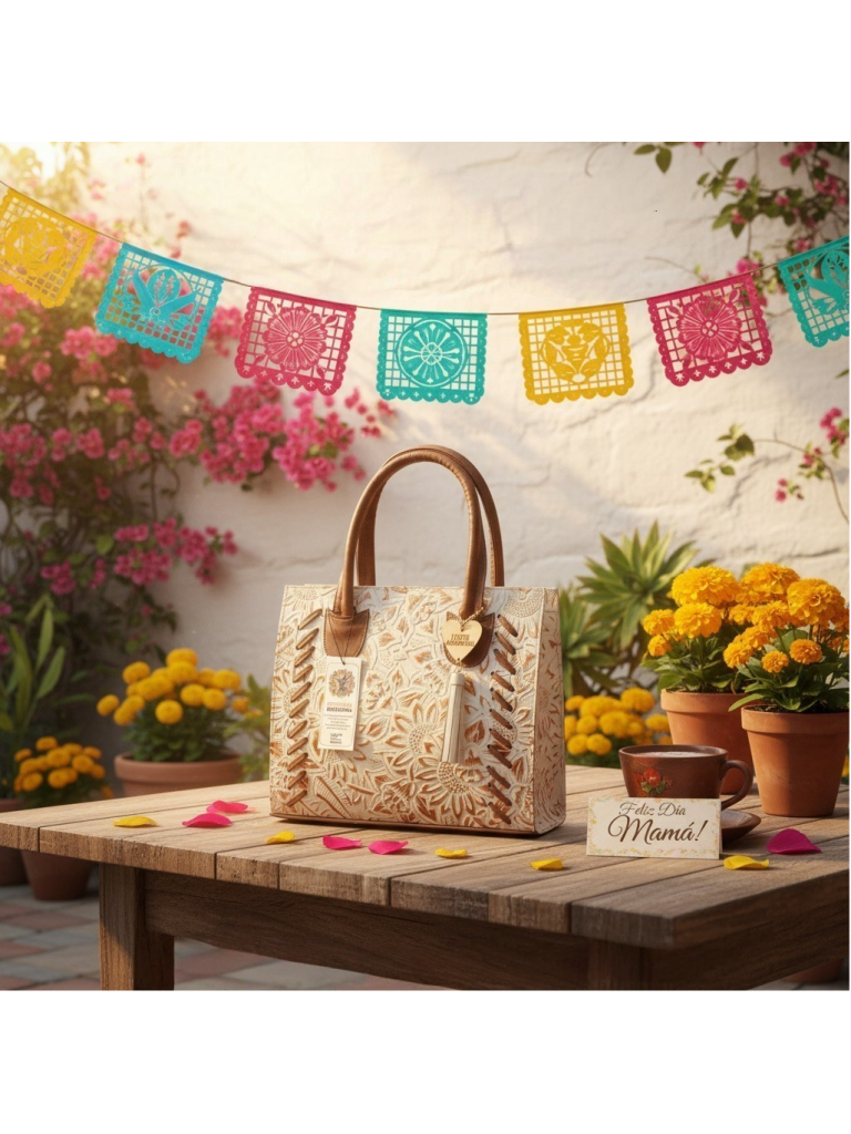 Sunflowers Off White Gold Brown Stitched Embossed Tooled Artisan Leather Purse